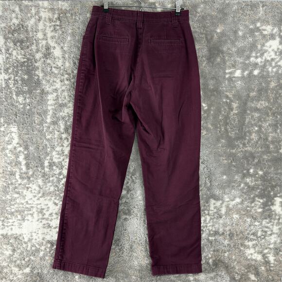 LL Bean Size 8 Classic Fit Straight Leg Pants Purple Fleece Lined Cotton Stretch - Picture 3 of 12